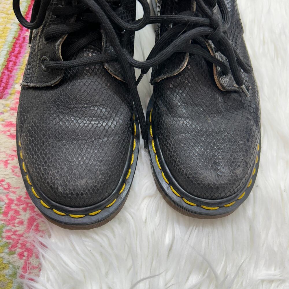 Dr. Martens Junior 1460 Reptile Emboss Ankle Boots Kids 3 Black Leather Lace Up - Picture 5 of 9